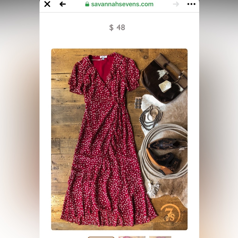Savannah Sevens Red and Leopard Print Wrap Dress.